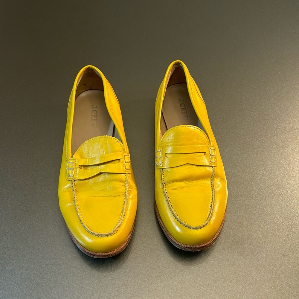 J. Crew Yellow Flats Classic Penny Loafers